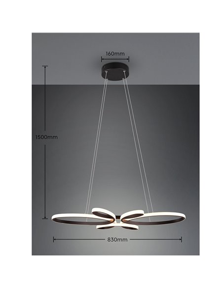 Lámpara colgante FLY negra LED 32W 3900lm 3000K regulable Ø78 cm IP20