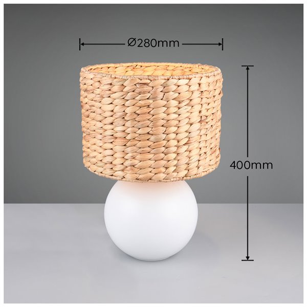 Lampe de table naturelle VINA avec abat-jour en fibre, E27 40W, Ø20x33 cm, IP20 (ampoule non incluse)
