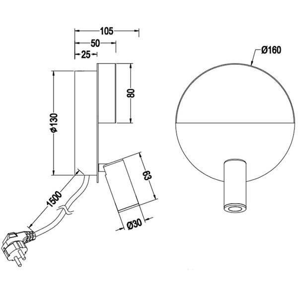 MARIO Wandleuchte, weiße LED, 8,3 W, 800 lm, 3000 K, mit verstellbarer Leselampe, Ø 16 cm, IP20