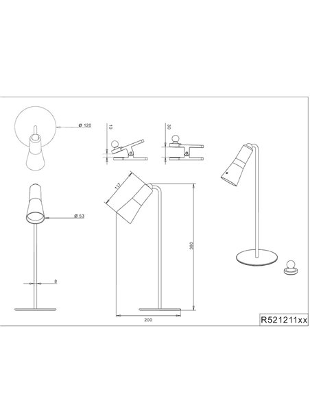 Lámpara de sobremesa MAXI negra LED 2W 200lm 3000K portátil magnética IP20
