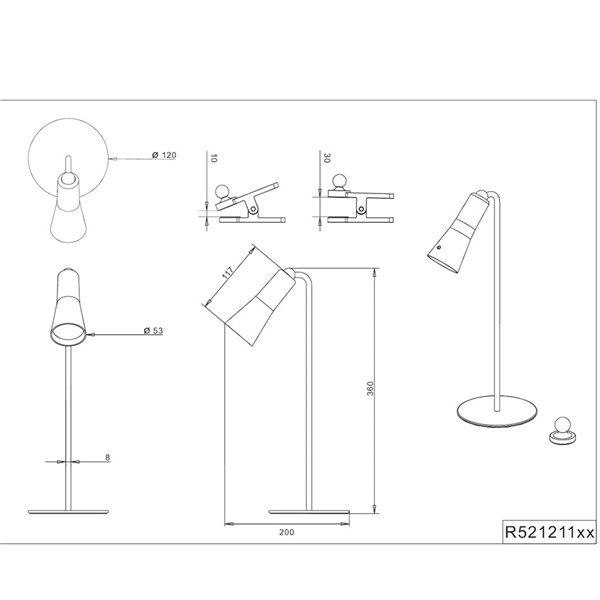 Lampe de table LED MAXI noire 2W 200lm 3000K Portable Magnétique IP20