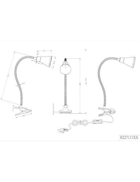 ARRAS Weiße LED-Klemmleuchte 4W 400lm 3000K Flexibel mit Schalter IP20
