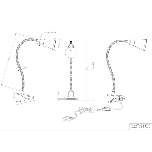 ARRAS Weiße LED-Klemmleuchte 4W 400lm 3000K Flexibel mit Schalter IP20