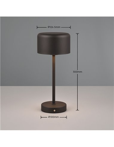 Lampe à dessert LED JEFF noire 1,5 W 120 lm 3000 K Écran tactile Portable USB IP20