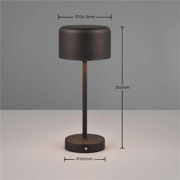 JEFF Schwarze LED-Dessertlampe 1,5 W 120 lm 3000 K Touchscreen Tragbar USB IP20