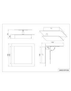 Luminária de parede LED quadrada MIO com múltiplas posições, preta fosca, 6W, 3000K, 560lm, IP20