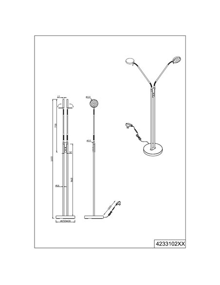 MONZA LED-Stehleuchte, Mattschwarz, 2 x 12 W, Farbtemperatur 2300–4000 K, 2 x 1400 lm, dimmbar, Berührungssensor, Schutzart IP20