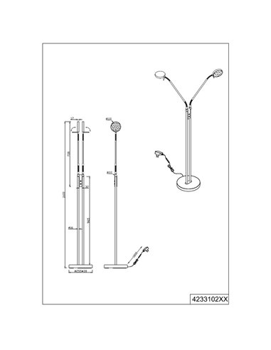 MONZA LED-Stehleuchte, Mattnickel, 2 x 12 W, Farbtemperatur 2300–4000 K, 2 x 1400 lm, dimmbar, Berührungssensor, Schutzart IP20