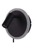 LED-Wandleuchte mit Leselicht und Ambientelicht, Mattschwarz (Aus)