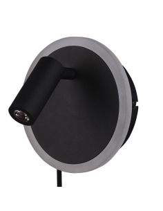 LED-Wandleuchte mit Leselicht und Ambientelicht, Mattschwarz (Aus)