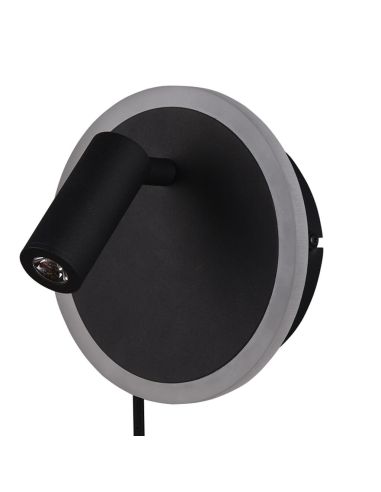 Applique murale LED avec lampe de lecture et lumière d'ambiance, noir mat (éteinte)