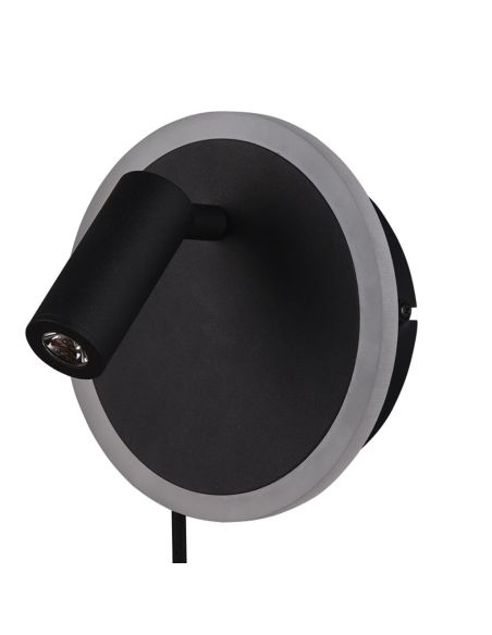 Applique murale LED avec lampe de lecture et lumière d'ambiance, noir mat (éteinte)