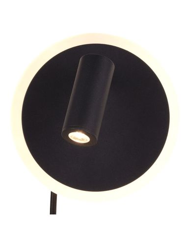 LED-Wandleuchte mit Leselicht und Ambientelicht, mattschwarz