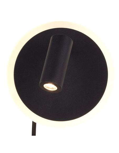LED-Wandleuchte mit Leselicht und Ambientelicht, mattschwarz