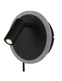 LED-Wandleuchte mit Leselicht und Ambientelicht, Mattschwarz (Aus)