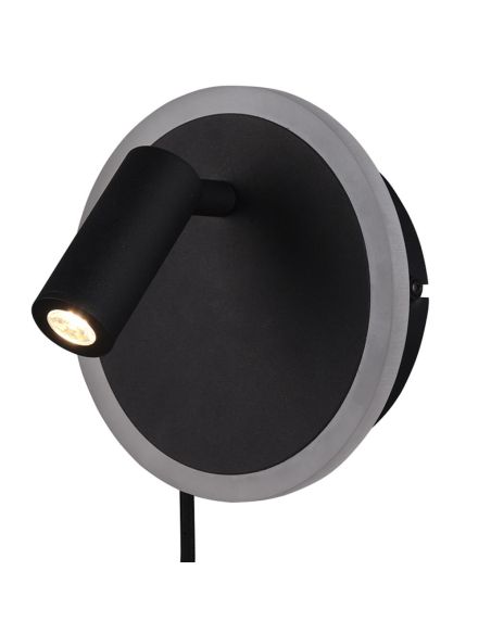 Applique murale LED avec lampe de lecture et lumière d'ambiance, noir mat (éteinte)