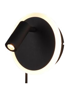 LED-Wandleuchte mit Leselicht und Ambientelicht, Mattschwarz (Aus) 2