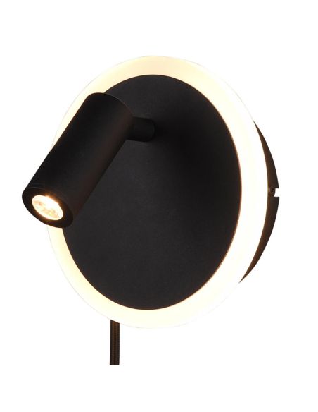 LED-Wandleuchte mit Leselicht und Ambientelicht, mattschwarz