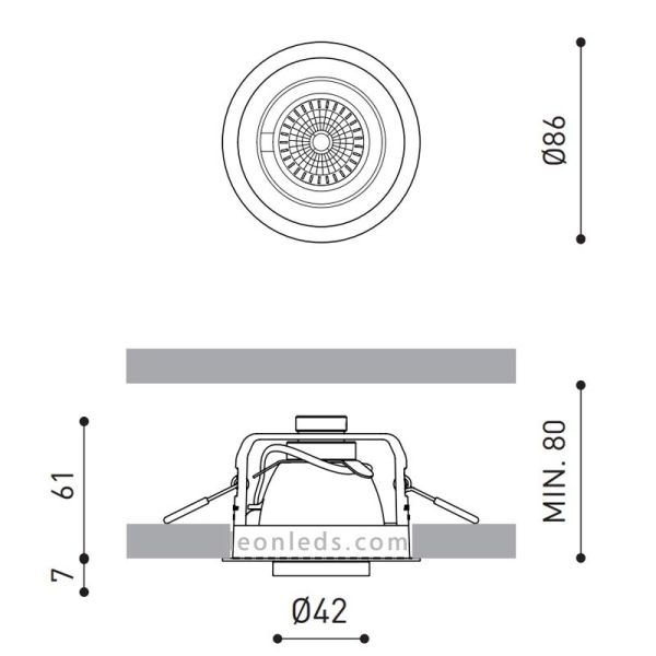 Dimensiones Pop Up de Arkos Light | Proyector LED Empotrable Pop Up | LeonLeds Iluminación