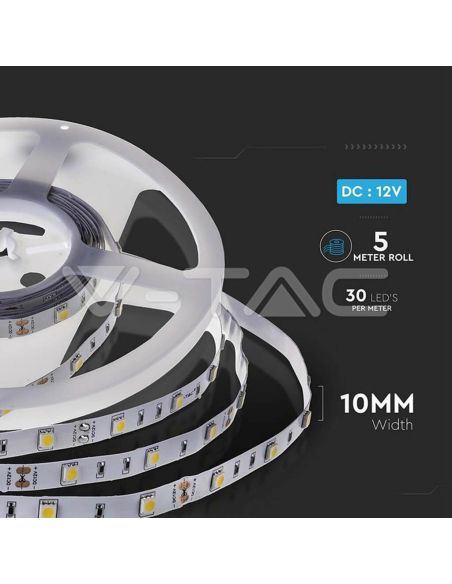 Bande LED SMD 12 V 6 W/m 500 lm | Disponible en blanc chaud (3000 K) et blanc froid (6400 K) - IP20