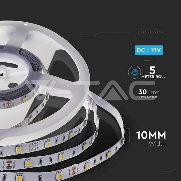 Tira LED SMD 12V 6W/m 500lm | Disponible en Blanco Cálido (3000K) y Frío (6400K) - IP20