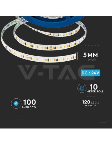 Tira LED 24V 8W/m Chip CREE | 5mm ultradünn | IP20 | Rollo 10 Meter