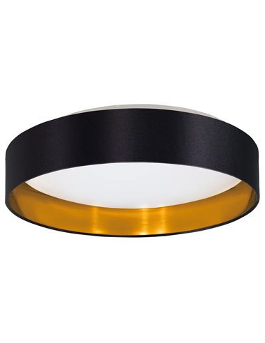 Luminária de teto MASERLO 2 LED, preta e dourada, 20W, 3000K, 2400lm, Ø380mm