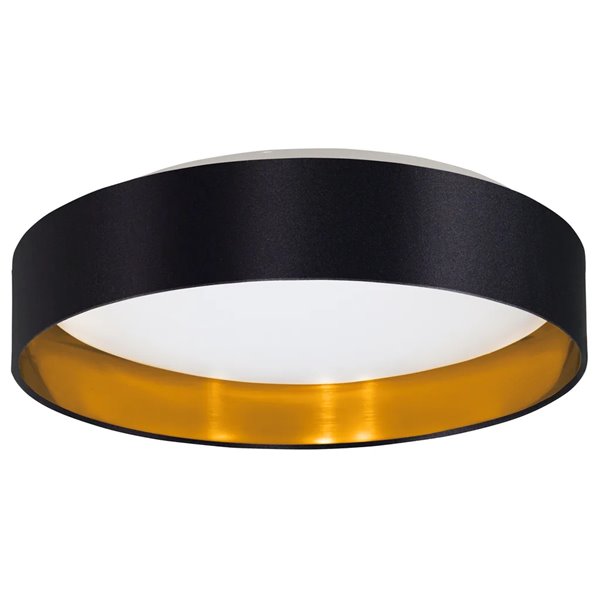 Plafonnier LED MASERLO 2, noir et or, 20 W, 3000 K, 2400 lm, Ø 380 mm