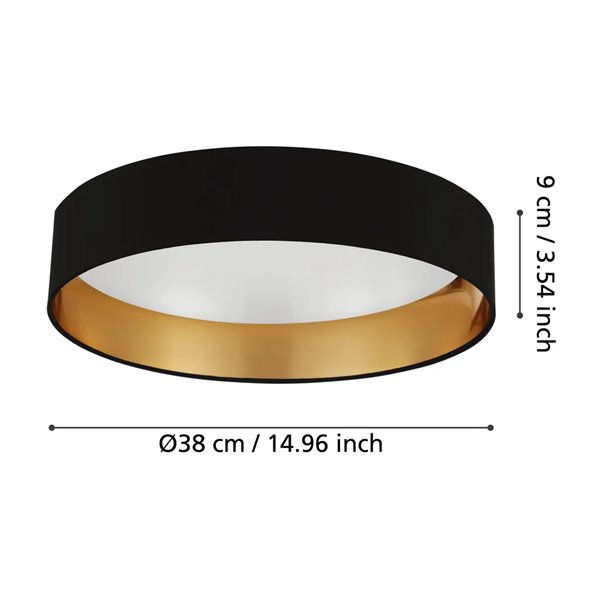 Plafón LED MASERLO 2 negro y oro 20W 3000K 2400lm Ø380mm
