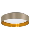 Luminária de teto LED MASERLO 2, cappuccino e dourado, 20W, 3000K, 2400lm, Ø380mm