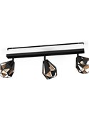Bandeau LED CARLTON 7 style industriel, noir et cuivre vieilli, 3 x E27 (non inclus), 730 mm