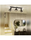 Bandeau LED CARLTON 7 style industriel, noir et cuivre vieilli, 3 x E27 (non inclus), 730 mm