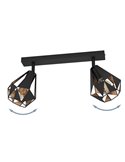 Regleta spot CARLTON 7 negro y cobre envejecido 2xE27 (no incl.) 420mm