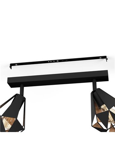 Bandeau LED CARLTON 7 noir et cuivre vieilli 2xE27 (non inclus) 420 mm