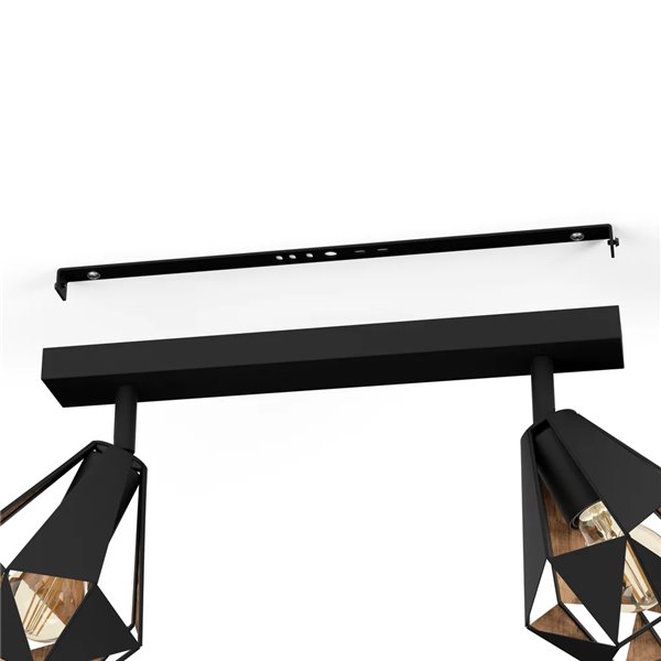 Regleta spot CARLTON 7 negro y cobre envejecido 2xE27 (no incl.) 420mm