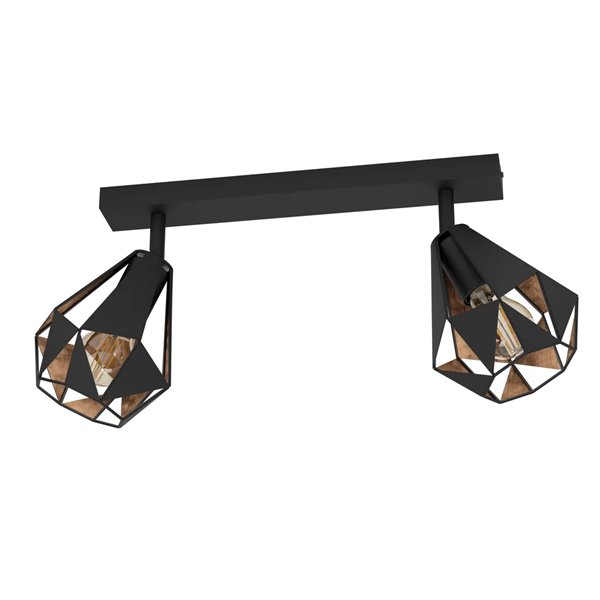 Regleta spot CARLTON 7 negro y cobre envejecido 2xE27 (no incl.) 420mm