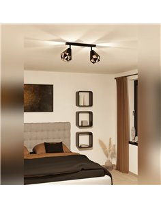Bandeau LED CARLTON 7 noir et cuivre vieilli 2xE27 (non inclus) 420 mm 2