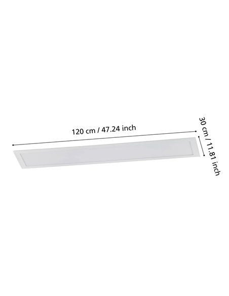 Plafón rectangular LED SALOBRENA 1 blanco 40W 4000K 4700lm 1200x300mm