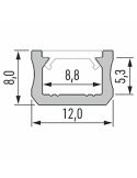 Abmessungen des LED-Oberflächenprofils Typ X 2,02 m | Besonders schlankes, minimalistisches Design für 5-mm- oder 8-mm-Streifen