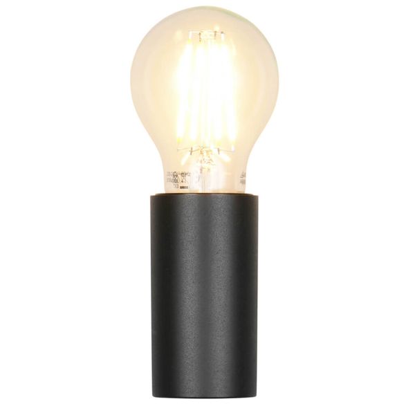 Aplique de pared PRATELLA negro mate E27 máx. 10W IP44 con Bombilla de filamento