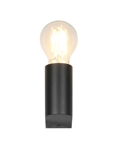 Aplique de pared PRATELLA negro mate E27 máx. 10W IP44 con Bombilla de filamento
