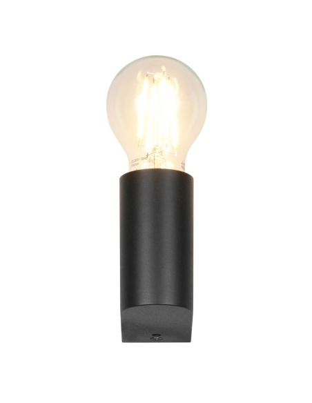 Aplique de pared PRATELLA negro mate E27 máx. 10W IP44 con Bombilla de filamento