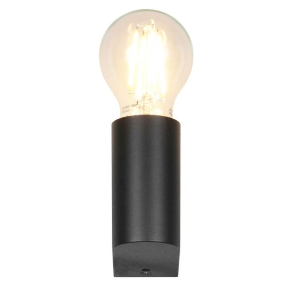 Aplique de pared PRATELLA negro mate E27 máx. 10W IP44 con Bombilla de filamento