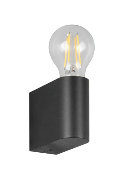 Aplique de pared PRATELLA negro mate E27 máx. 10W IP44 con Bombilla de filamento
