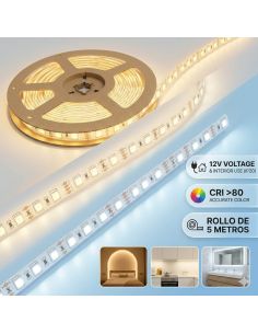 Tira LED 12V SMD5050 | 60 LED/m | 10mm Ancho | IP20 | Rollo 5 Metros