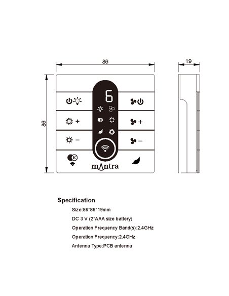 MANTRA-kompatibler Wandregler Lüfter R00142-R00233, 2,4 GHz