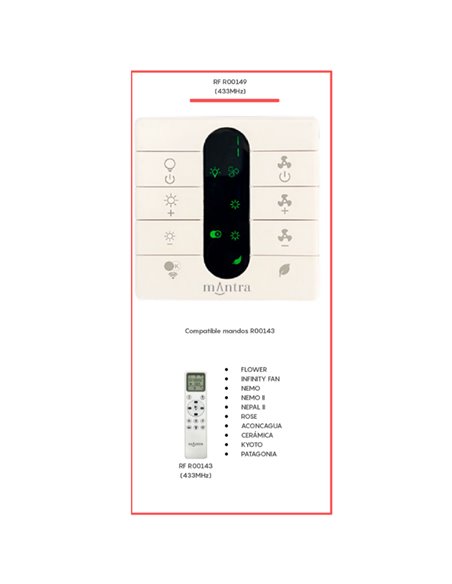 MANTRA-kompatible Wandsteuerung Lüfter R00143-R00148, 433 MHz