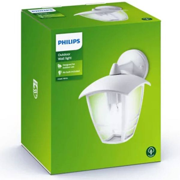 Boîtier lumineux mural E27, aluminium blanc, MyGarden Creek Philips | Éclairage LeónLeds