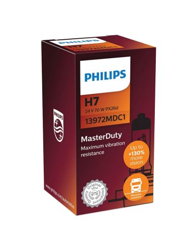 MasterDuty H7 Halogenlampe 24V 70W PX26d +130% Licht für LKW