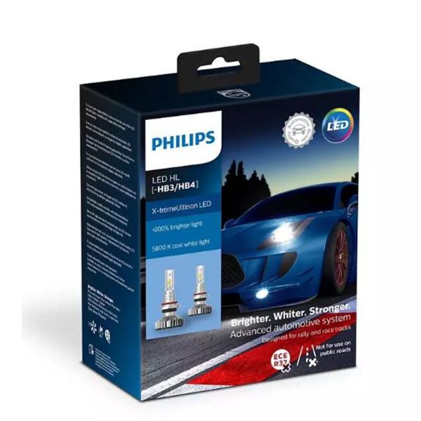 Lâmpadas LED X-tremeUltion HB3/HB4 5800K +200% de luminosidade, pacote com 2 unidades, projetadas para ralis.